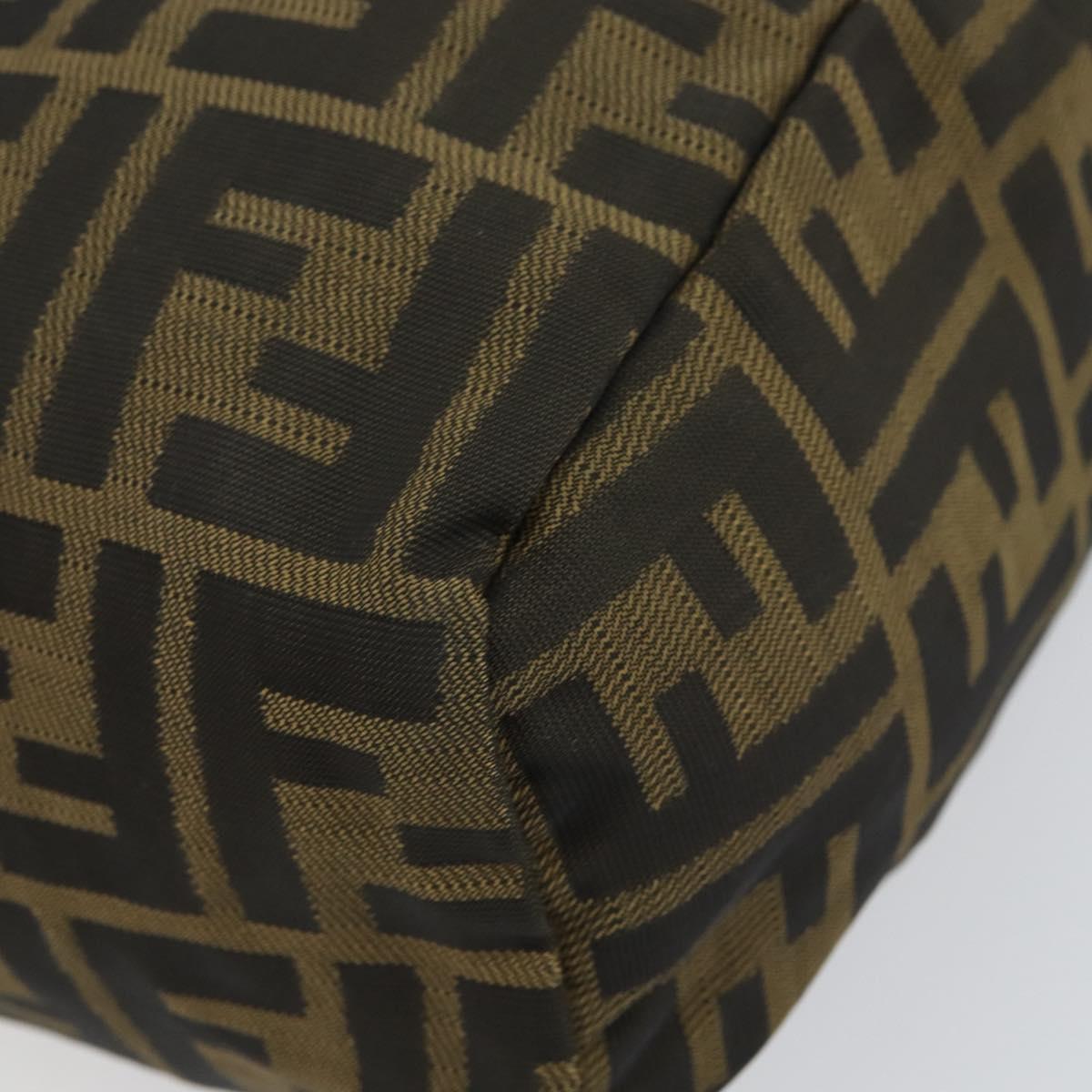 FENDI Zucca Canvas Hand Bag Khaki Silver Auth am9825