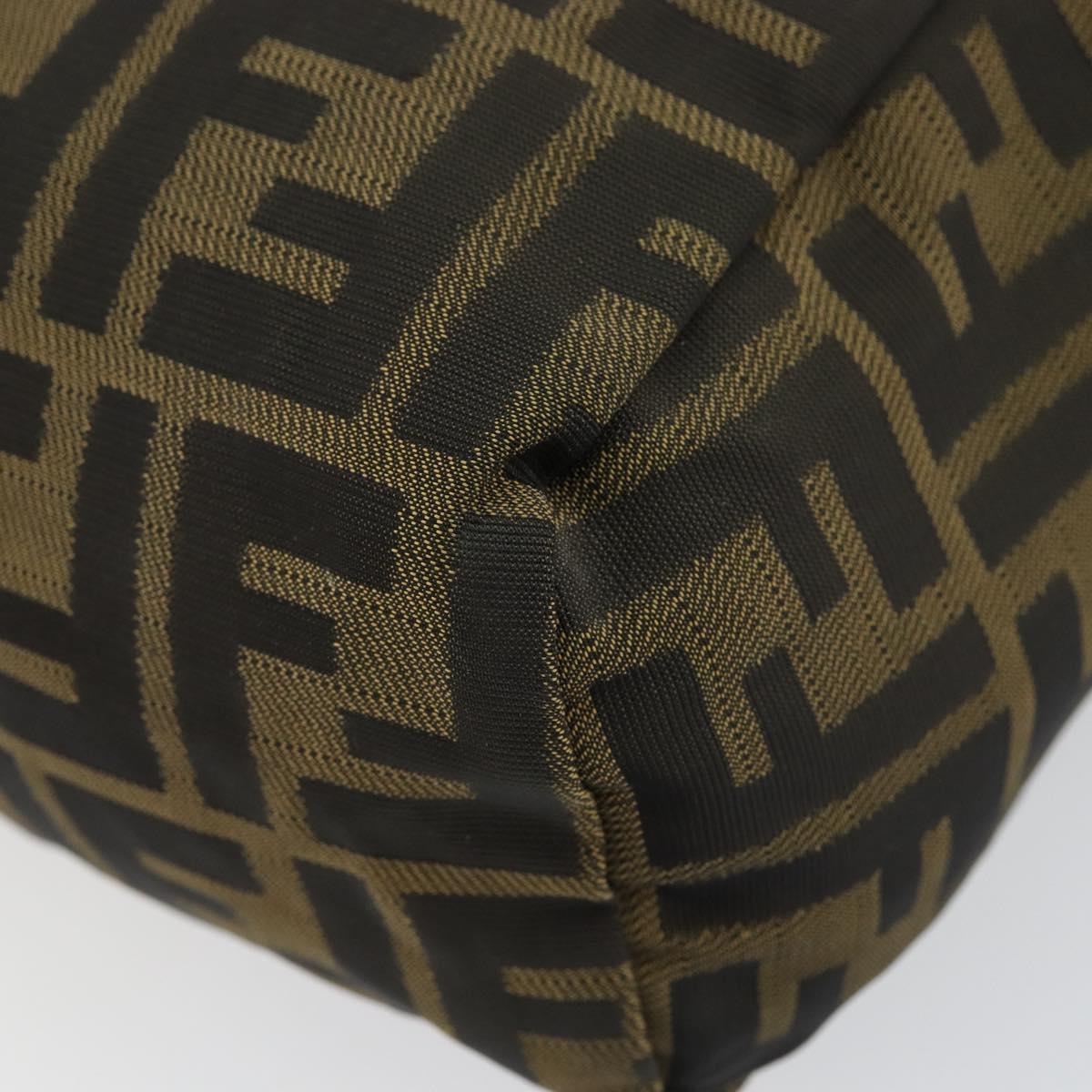 FENDI Zucca Canvas Hand Bag Khaki Silver Auth am9825