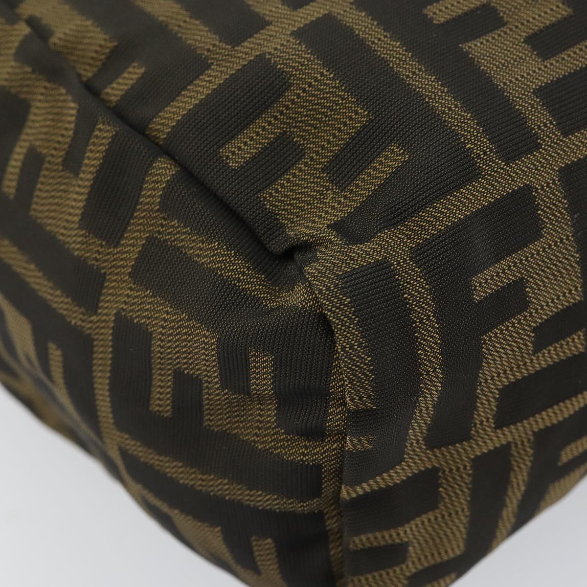 FENDI Zucca Canvas Hand Bag Khaki Silver Auth am9825