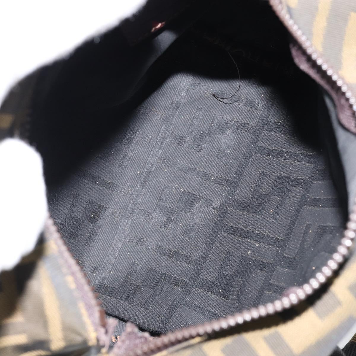 FENDI Zucca Canvas Hand Bag Khaki Silver Auth am9825