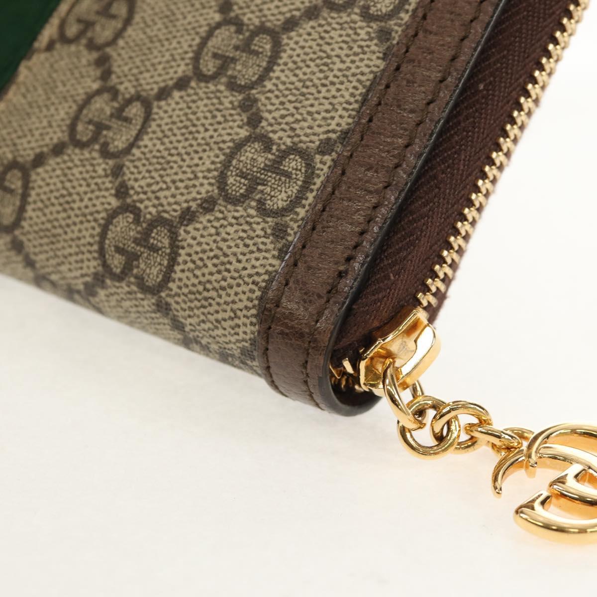 GUCCI GG Supreme Web Sherry Line Long Wallet PVC Beige Gold 523153 Auth am9826V