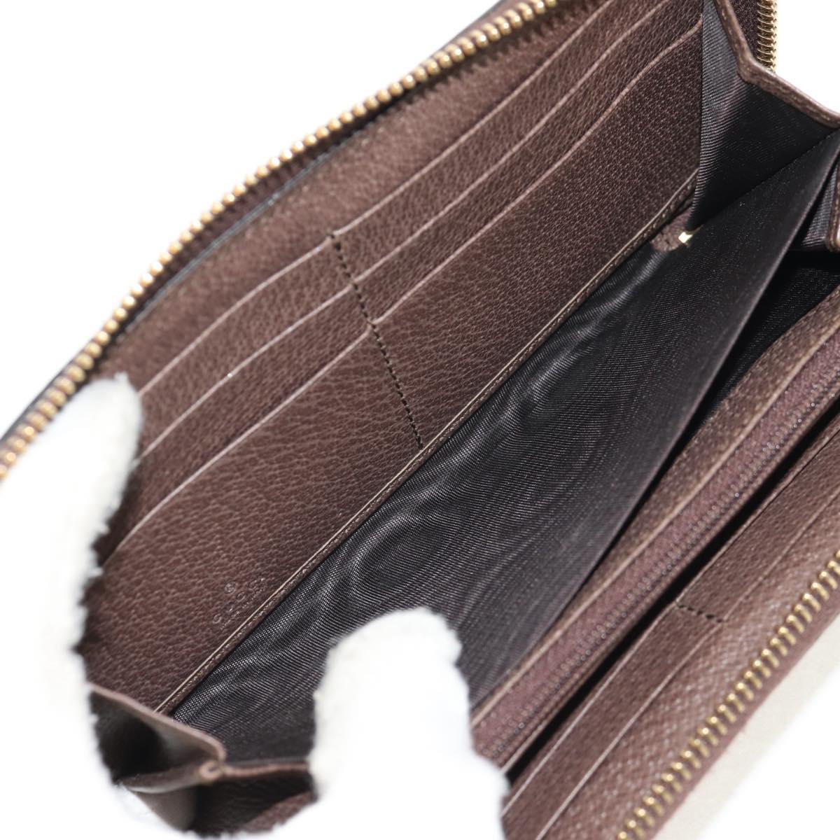 GUCCI GG Supreme Web Sherry Line Long Wallet PVC Beige Gold 523153 Auth am9826V