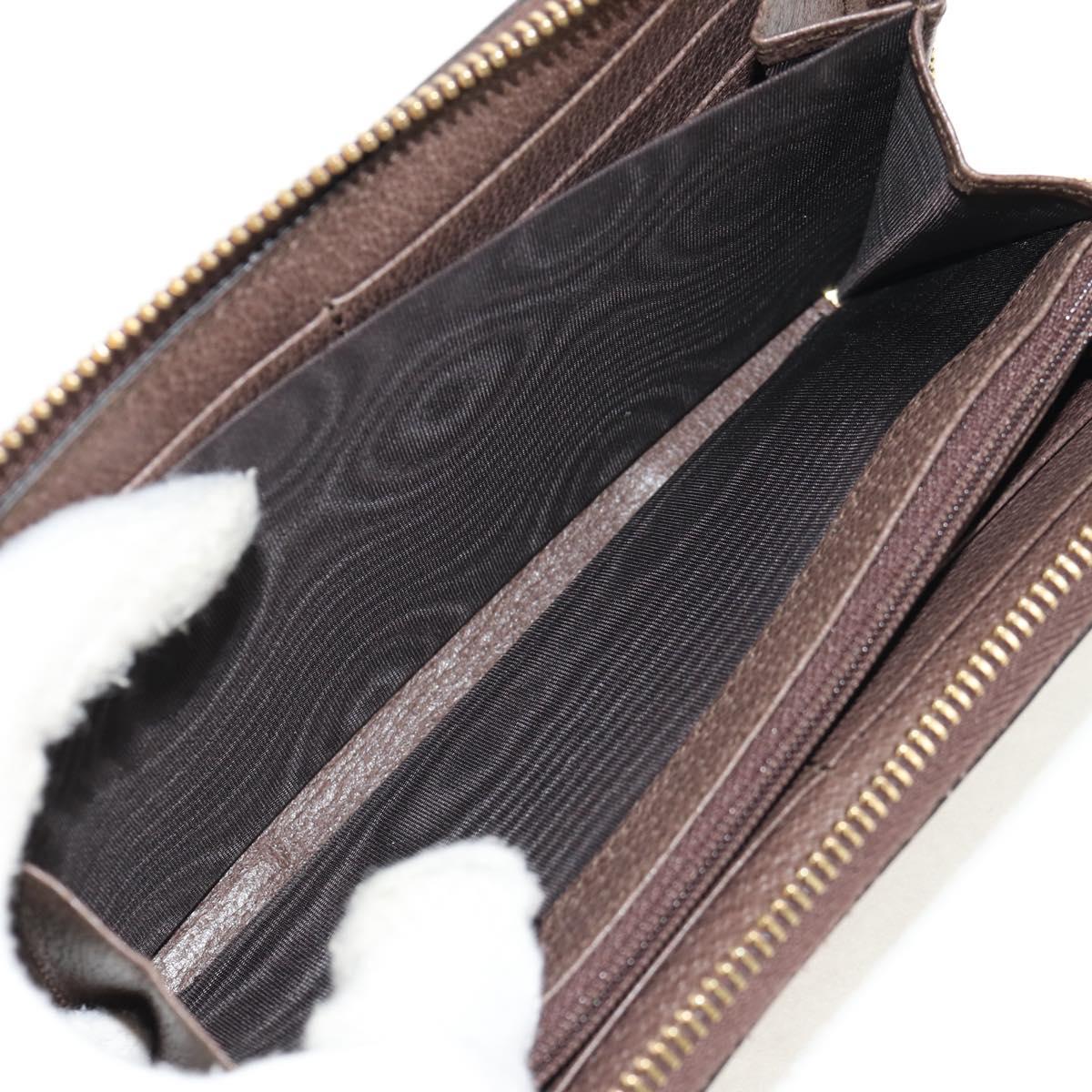 GUCCI GG Supreme Web Sherry Line Long Wallet PVC Beige Gold 523153 Auth am9826V