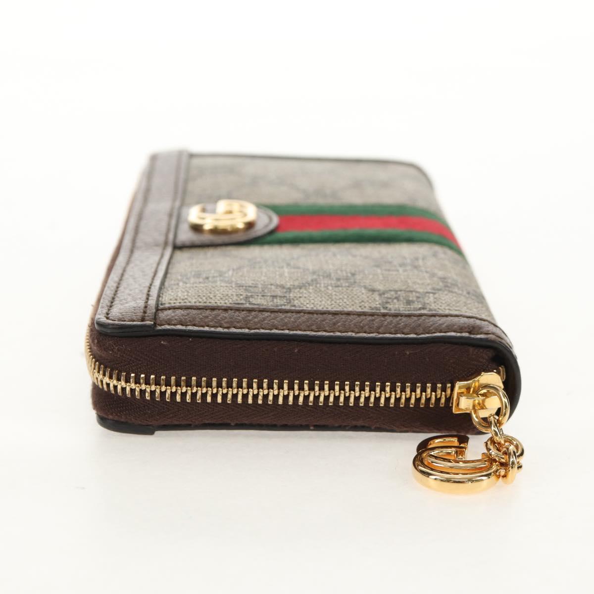 GUCCI GG Supreme Web Sherry Line Long Wallet PVC Beige Gold 523153 Auth am9826V