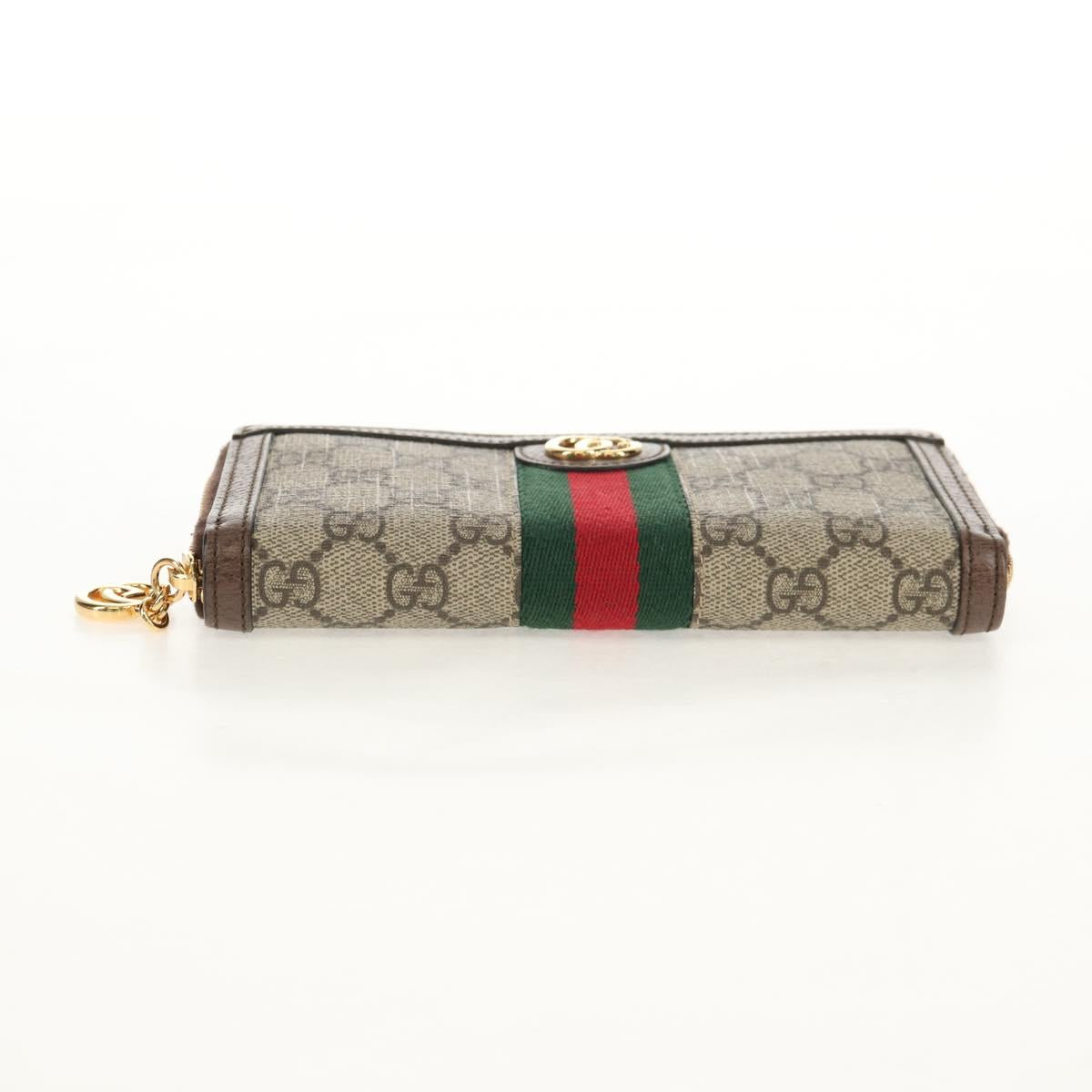 GUCCI GG Supreme Web Sherry Line Long Wallet PVC Beige Gold 523153 Auth am9826V