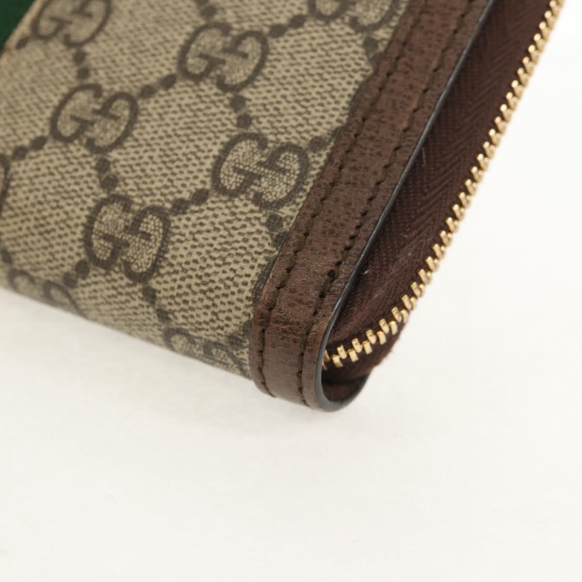 GUCCI GG Supreme Web Sherry Line Long Wallet PVC Beige Gold 523153 Auth am9826V