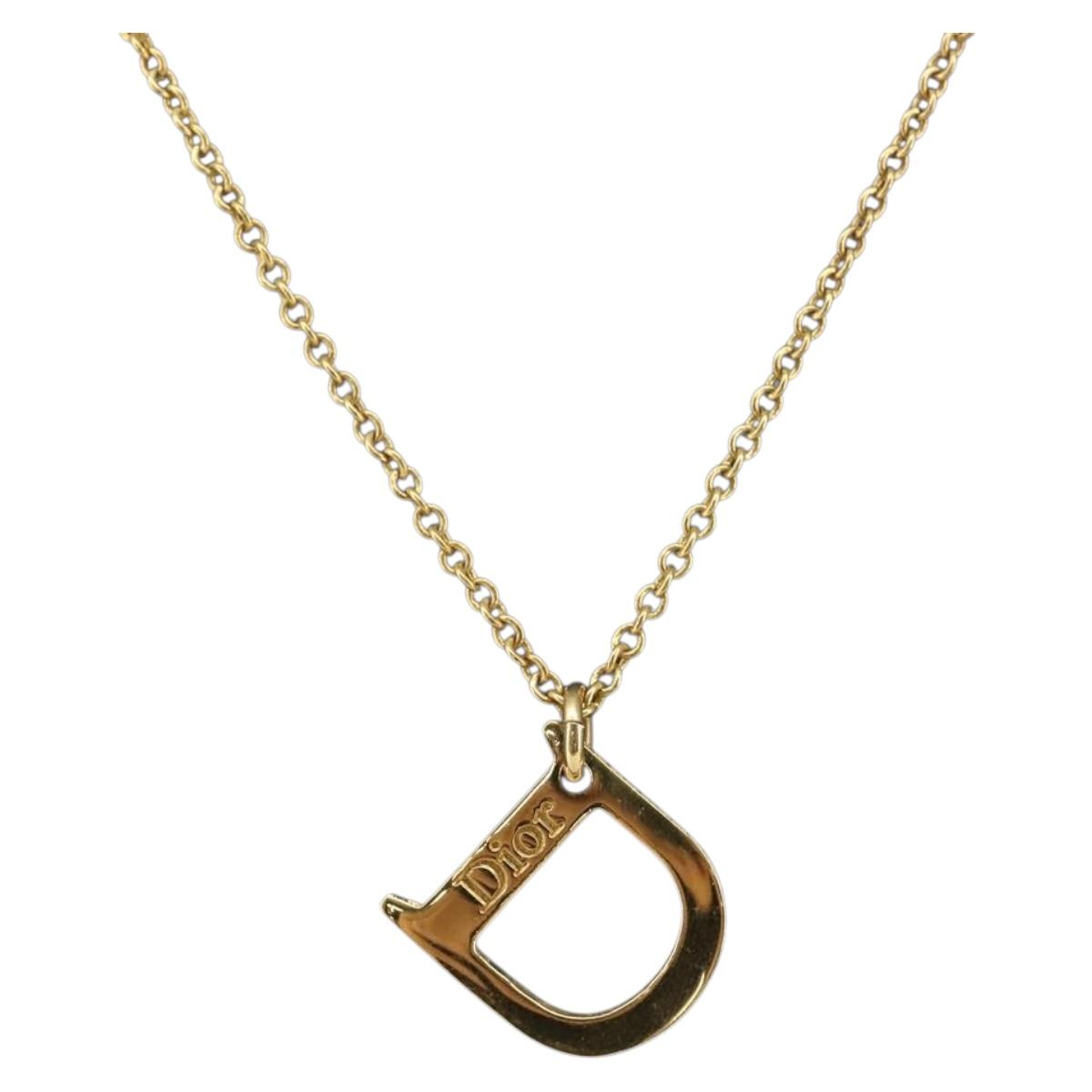 Christian Dior Necklace metal Gold Auth am9827V