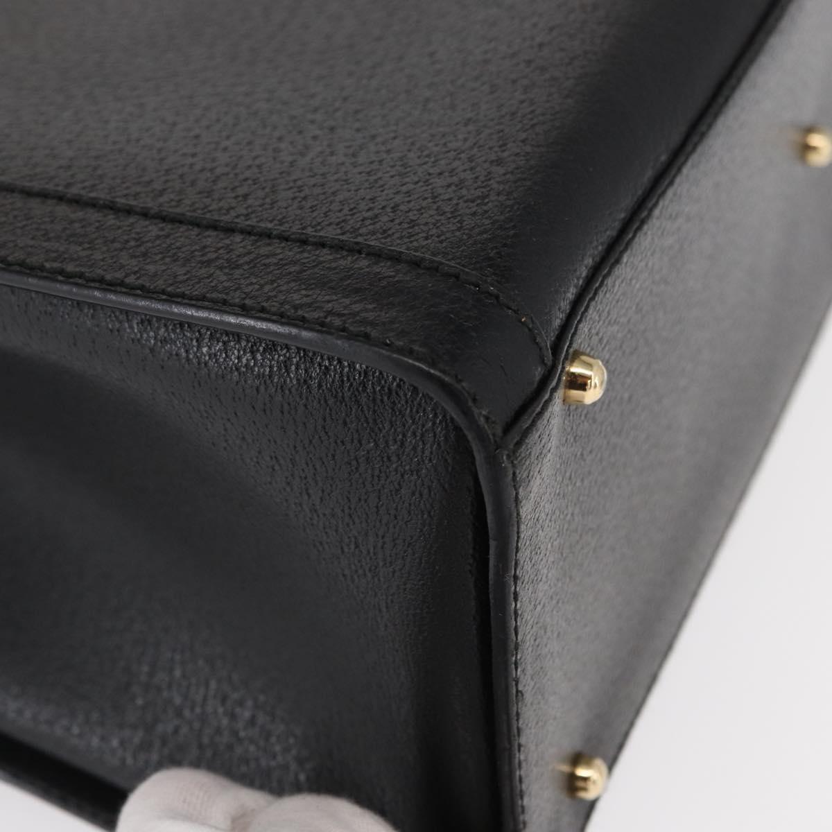 GUCCI Bamboo Hand Bag Leather Black Gold 002 1186 0260 Auth am9829