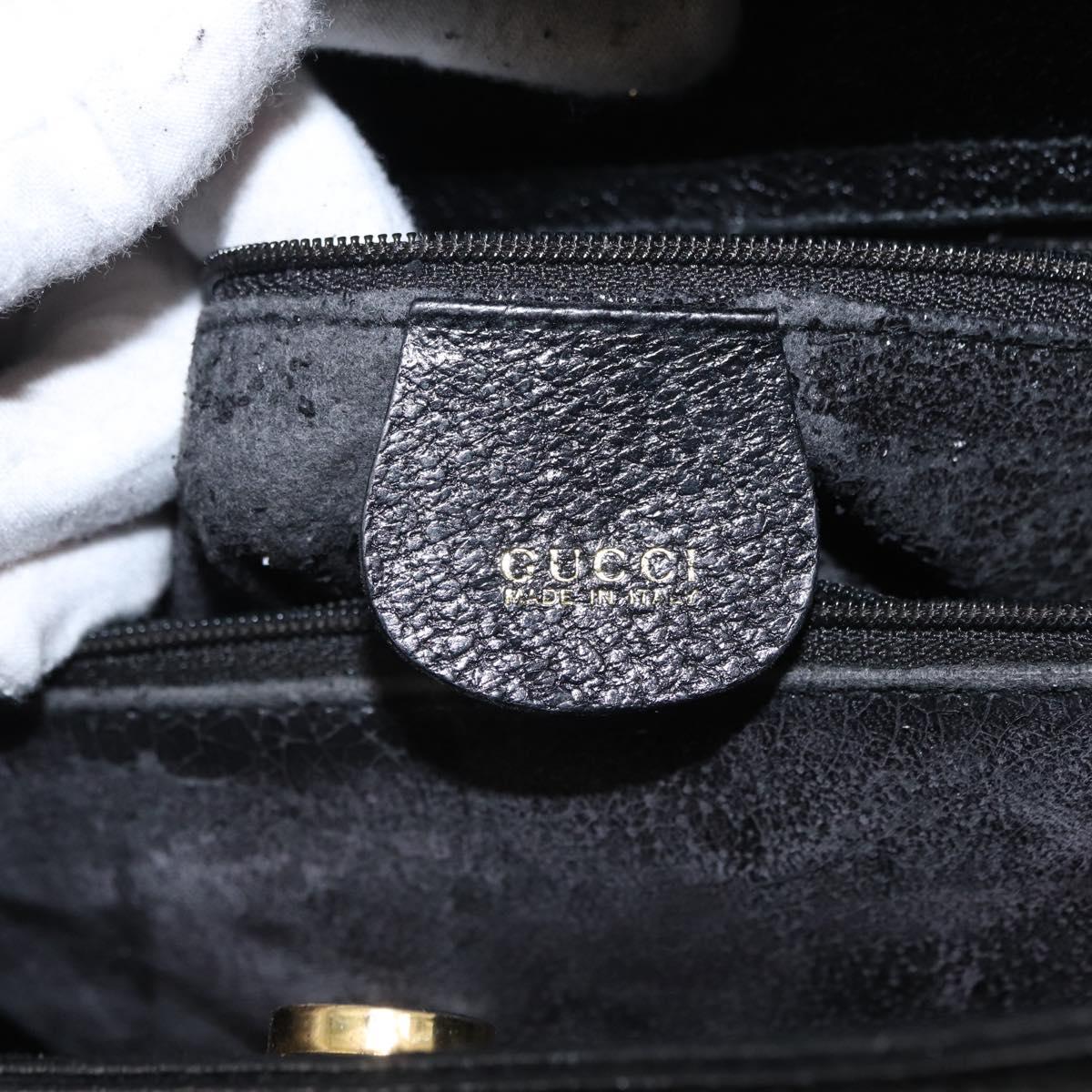 GUCCI Bamboo Hand Bag Leather Black Gold 002 1186 0260 Auth am9829