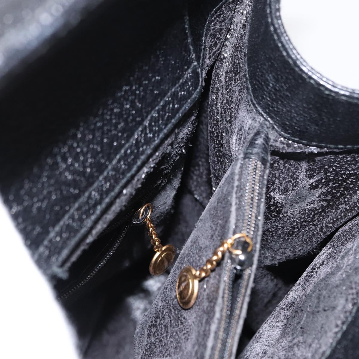 GUCCI Bamboo Hand Bag Leather Black Gold 002 1186 0260 Auth am9829