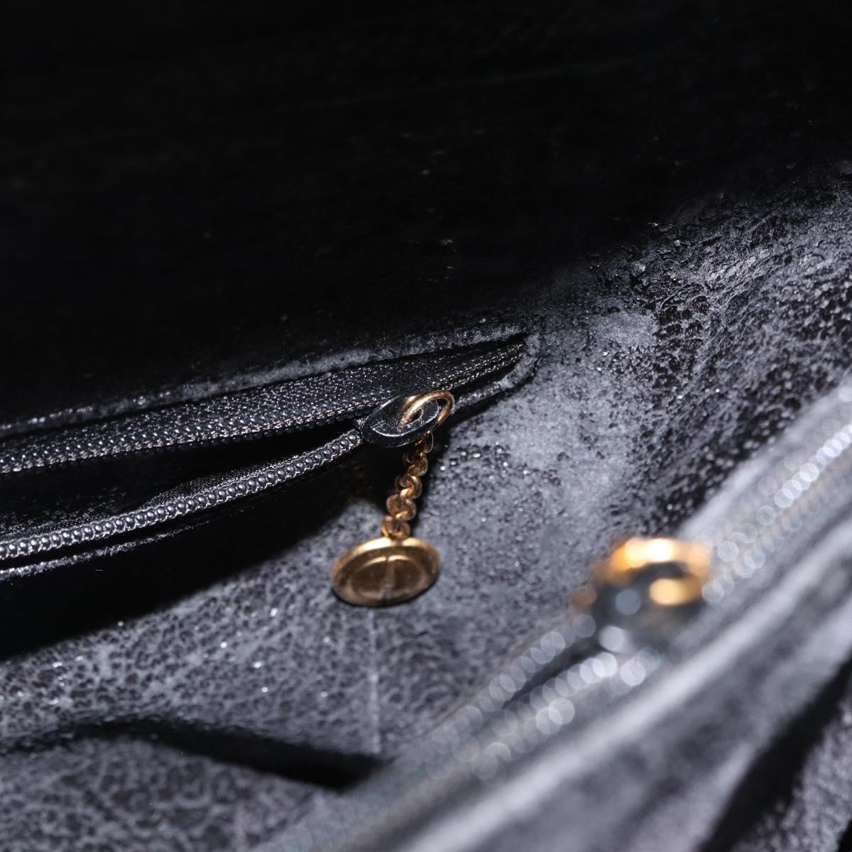 GUCCI Bamboo Hand Bag Leather Black Gold 002 1186 0260 Auth am9829