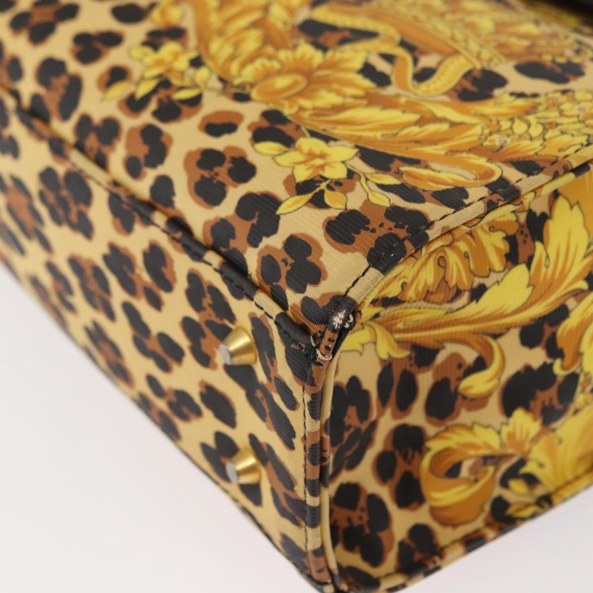 Gianni Versace Hand Bag PVC Leather Yellow Gold Auth am9830