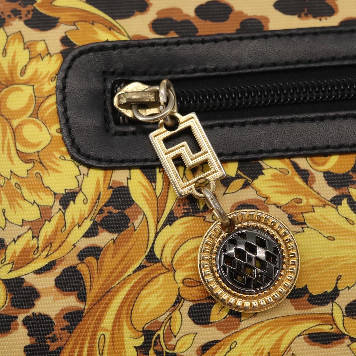 Gianni Versace Hand Bag PVC Leather Yellow Gold Auth am9830