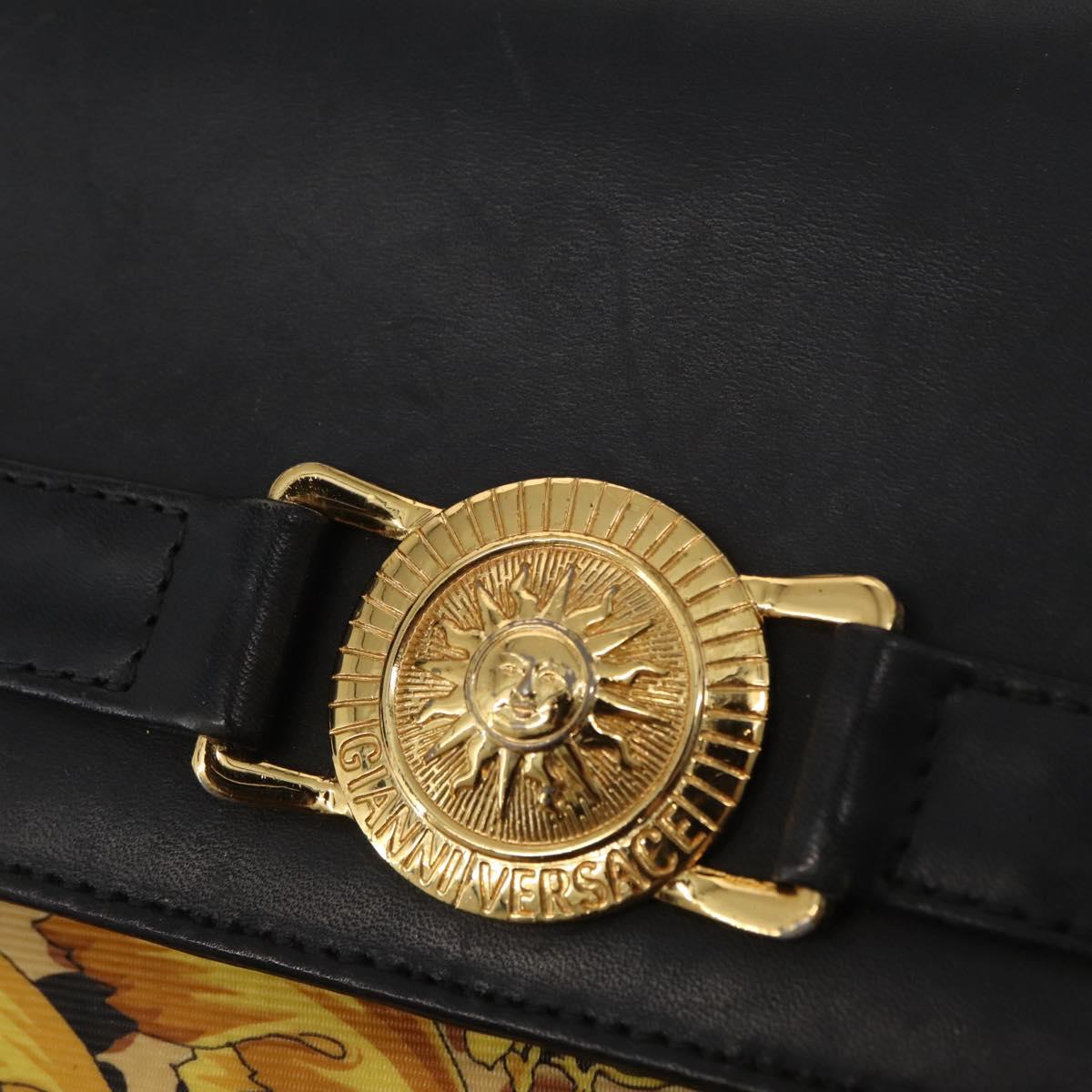 Gianni Versace Hand Bag PVC Leather Yellow Gold Auth am9830