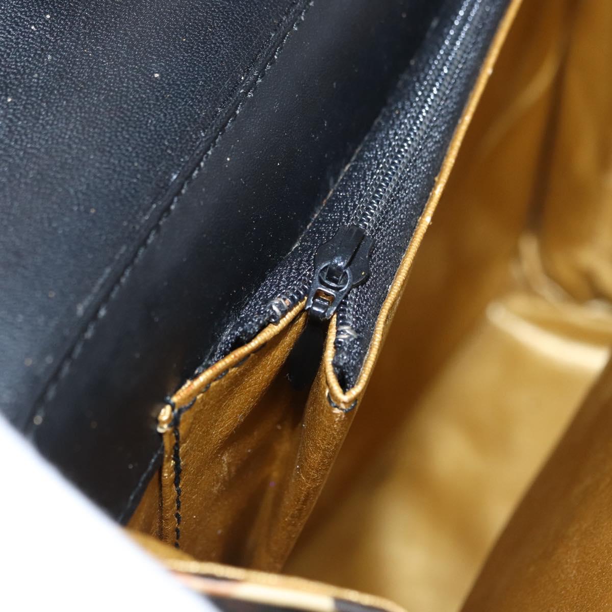 Gianni Versace Hand Bag PVC Leather Yellow Gold Auth am9830