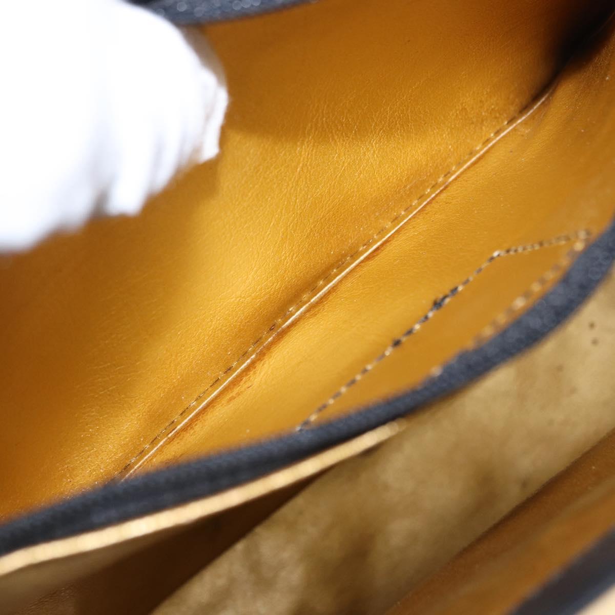 Gianni Versace Hand Bag PVC Leather Yellow Gold Auth am9830