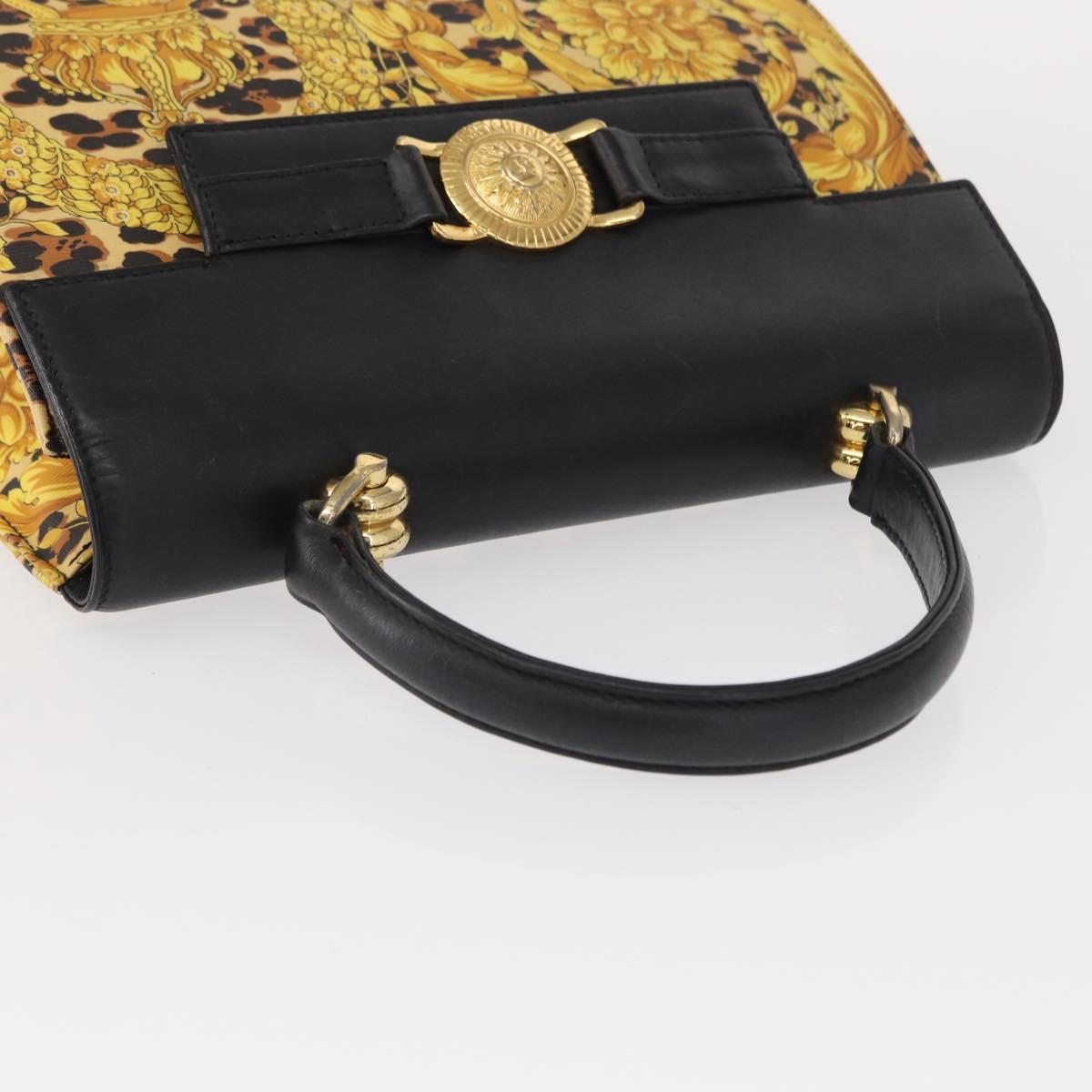 Gianni Versace Hand Bag PVC Leather Yellow Gold Auth am9830