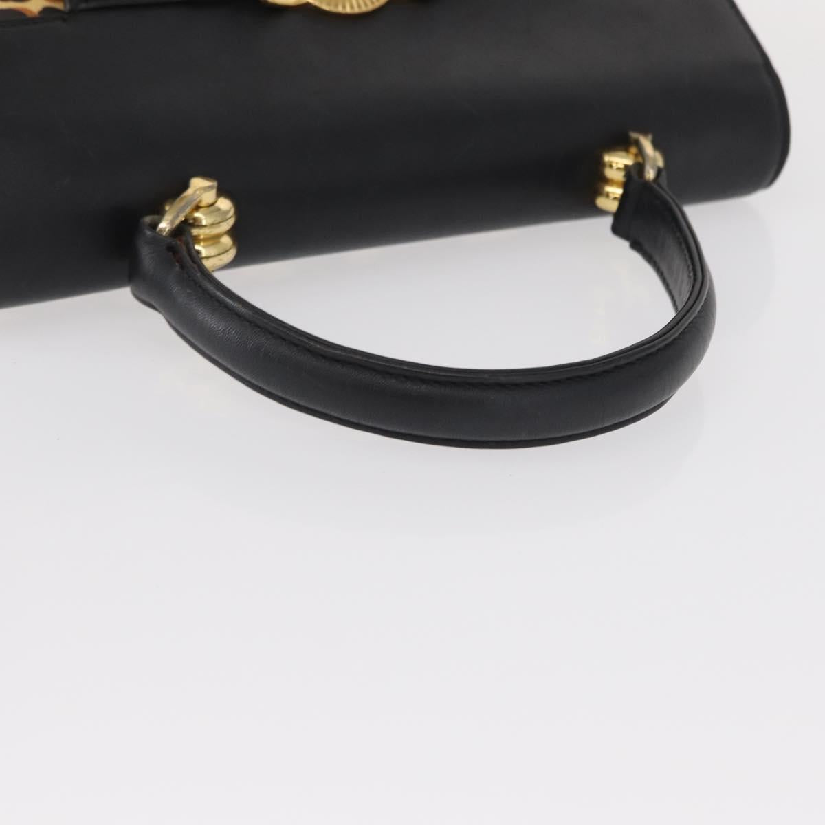 Gianni Versace Hand Bag PVC Leather Yellow Gold Auth am9830