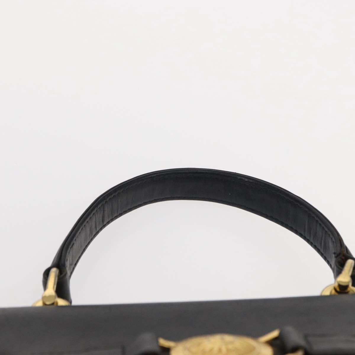 Gianni Versace Hand Bag PVC Leather Yellow Gold Auth am9830