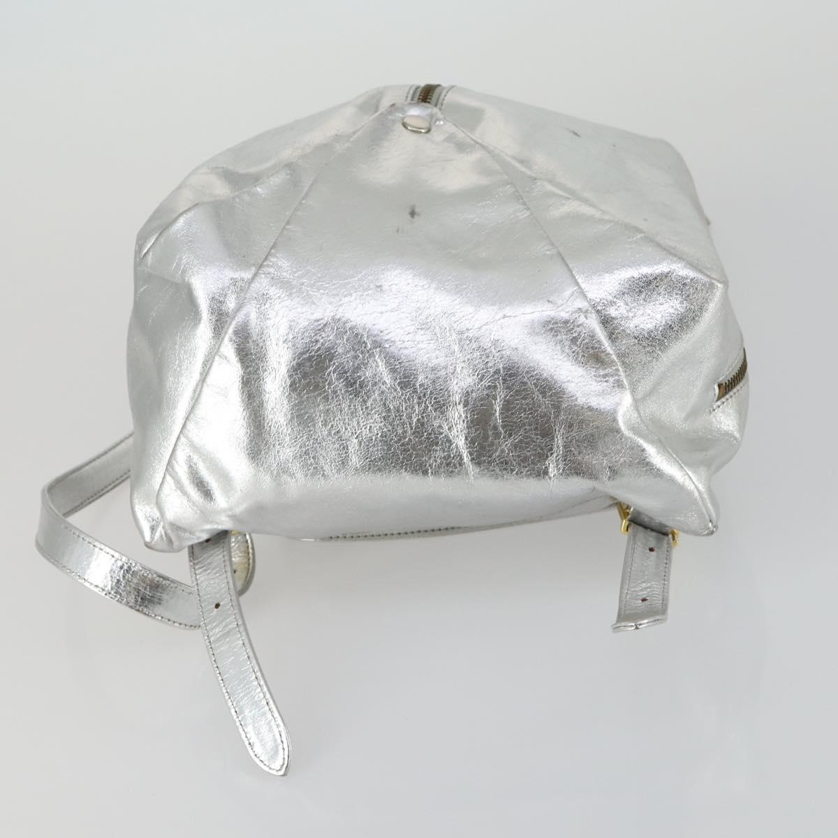 Gianni Versace Backpack Leather Silver Gold Auth am9831