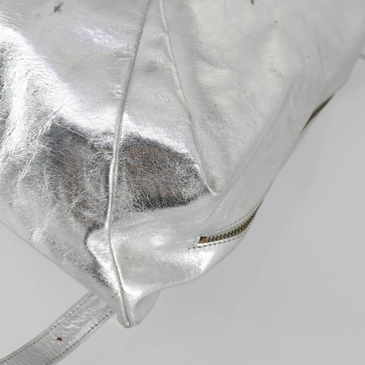 Gianni Versace Backpack Leather Silver Gold Auth am9831