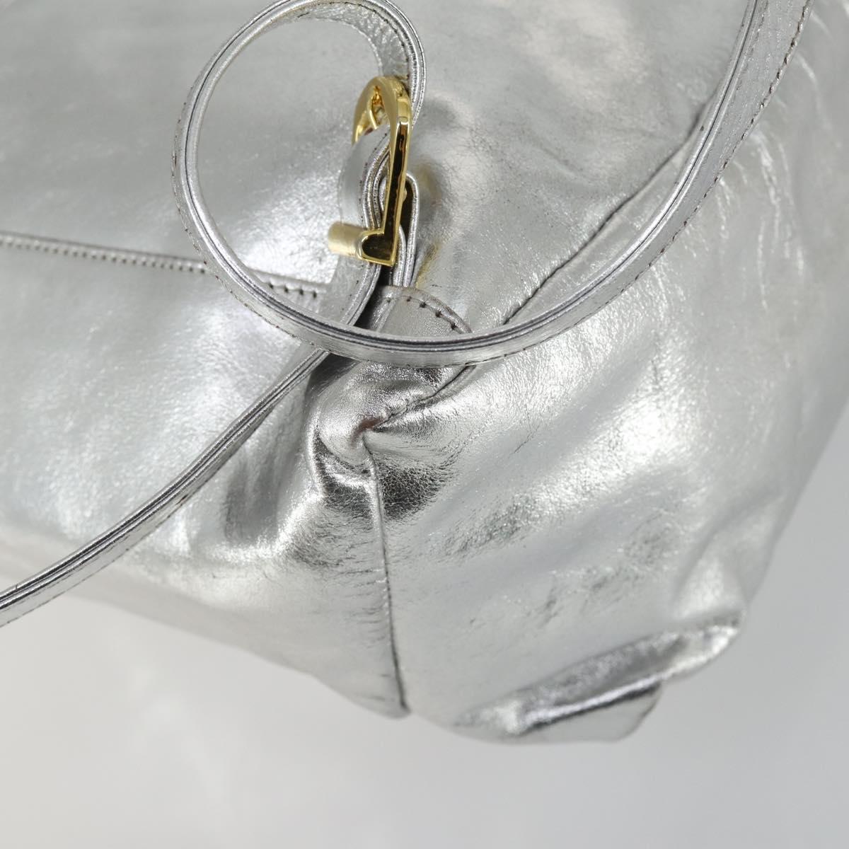 Gianni Versace Backpack Leather Silver Gold Auth am9831