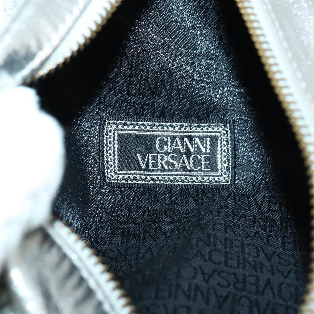 Gianni Versace Backpack Leather Silver Gold Auth am9831