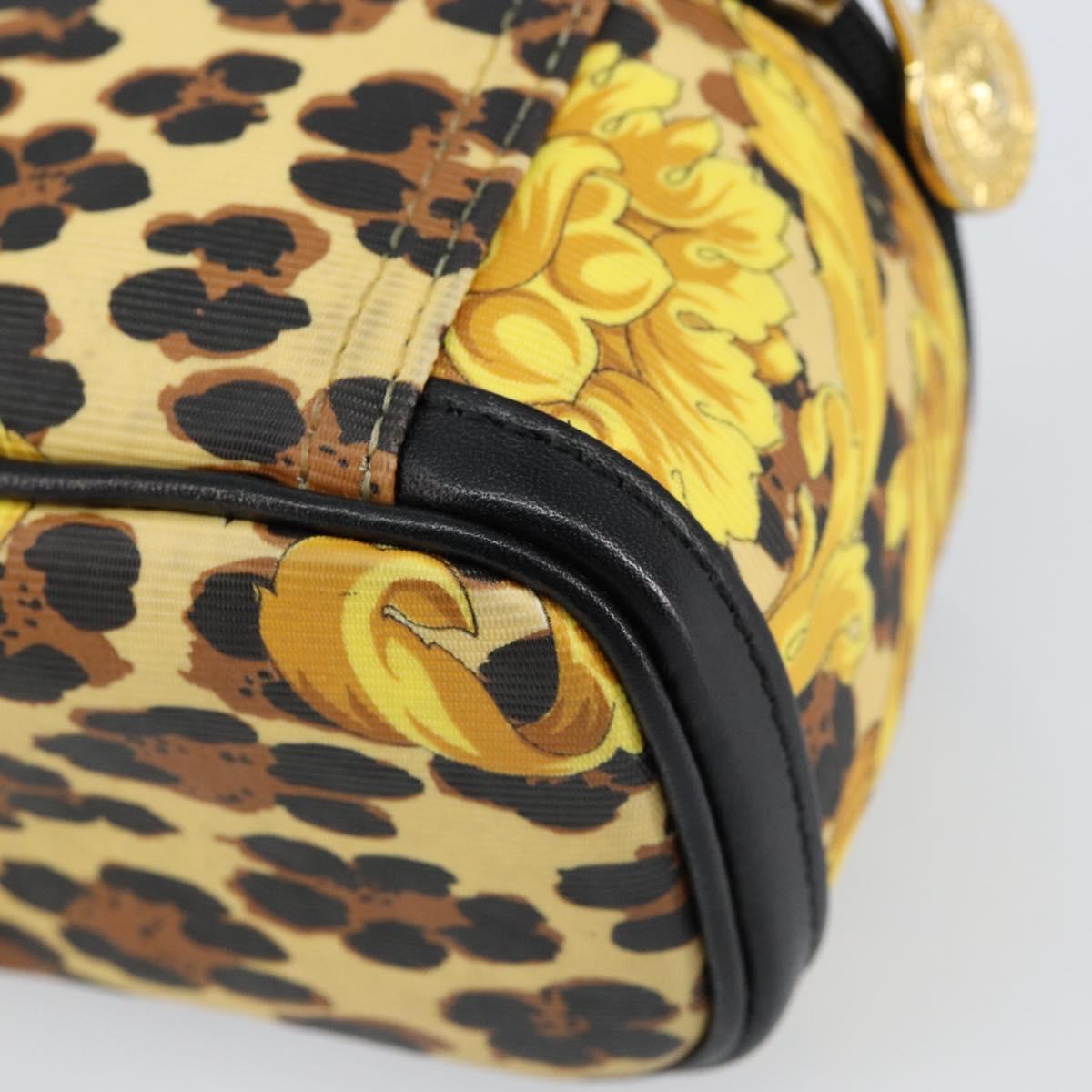 Gianni Versace Vanity Cosmetic Pouch Leather Yellow Gold Auth am9832