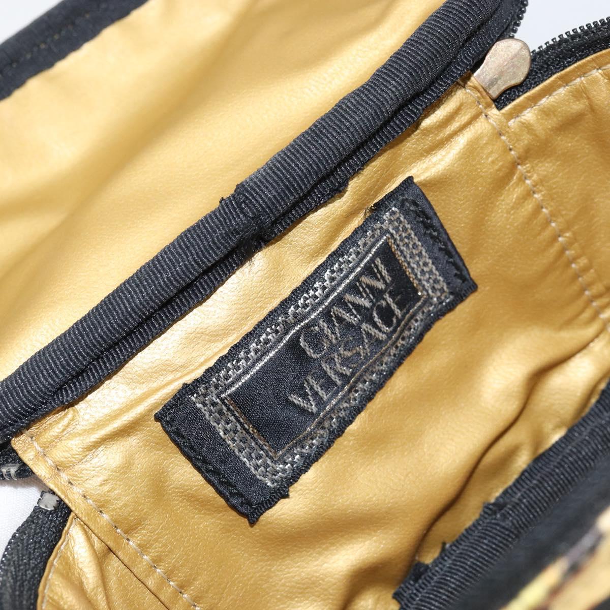 Gianni Versace Vanity Cosmetic Pouch Leather Yellow Gold Auth am9832