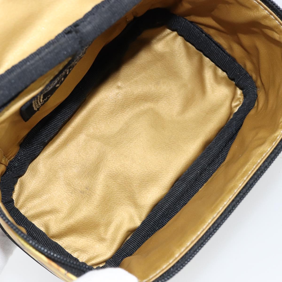Gianni Versace Vanity Cosmetic Pouch Leather Yellow Gold Auth am9832