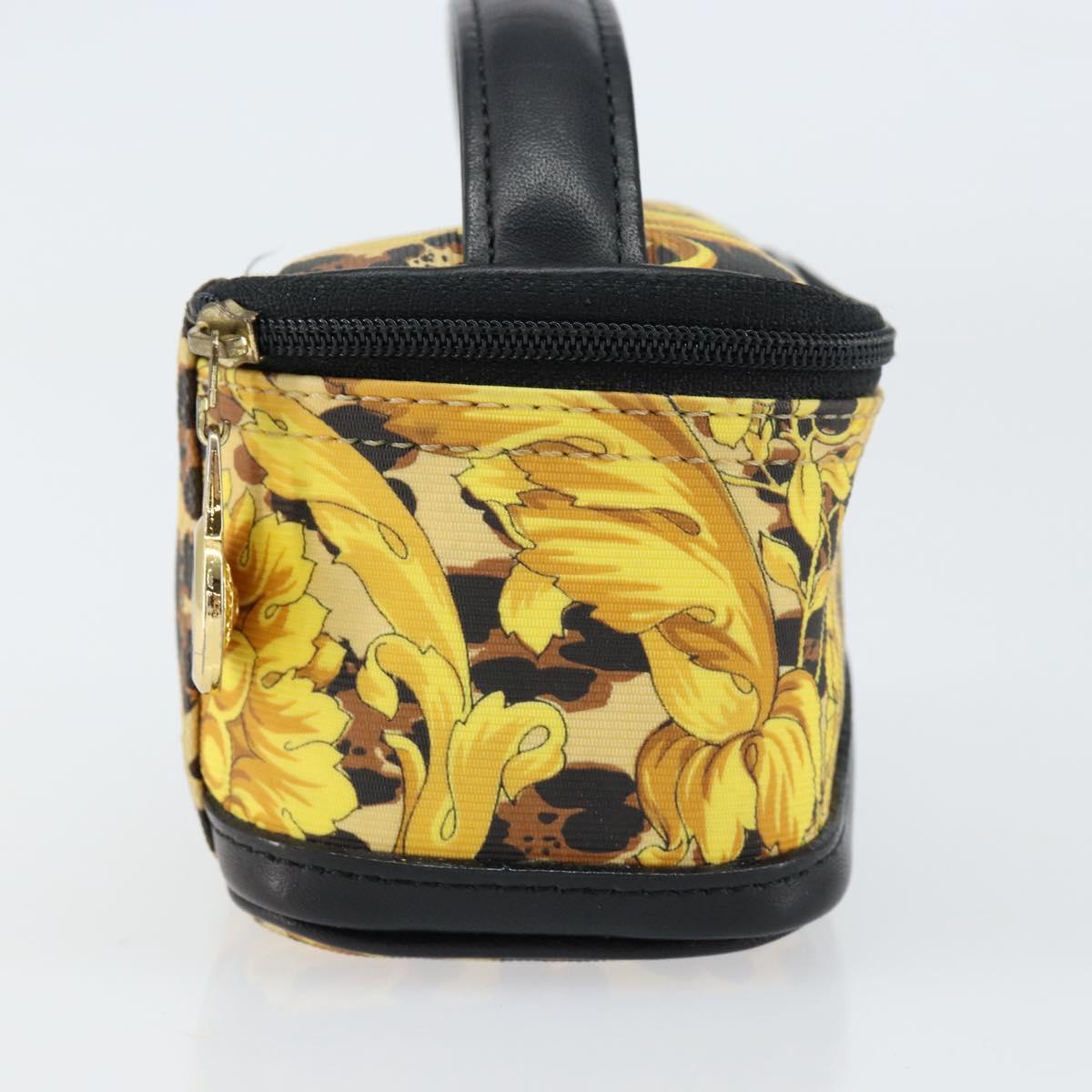 Gianni Versace Vanity Cosmetic Pouch Leather Yellow Gold Auth am9832