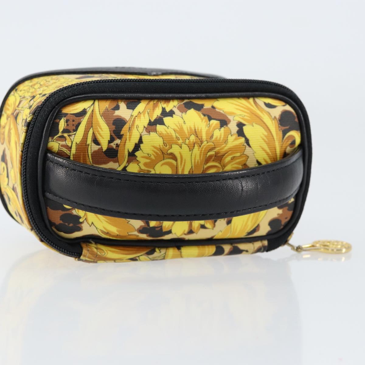 Gianni Versace Vanity Cosmetic Pouch Leather Yellow Gold Auth am9832