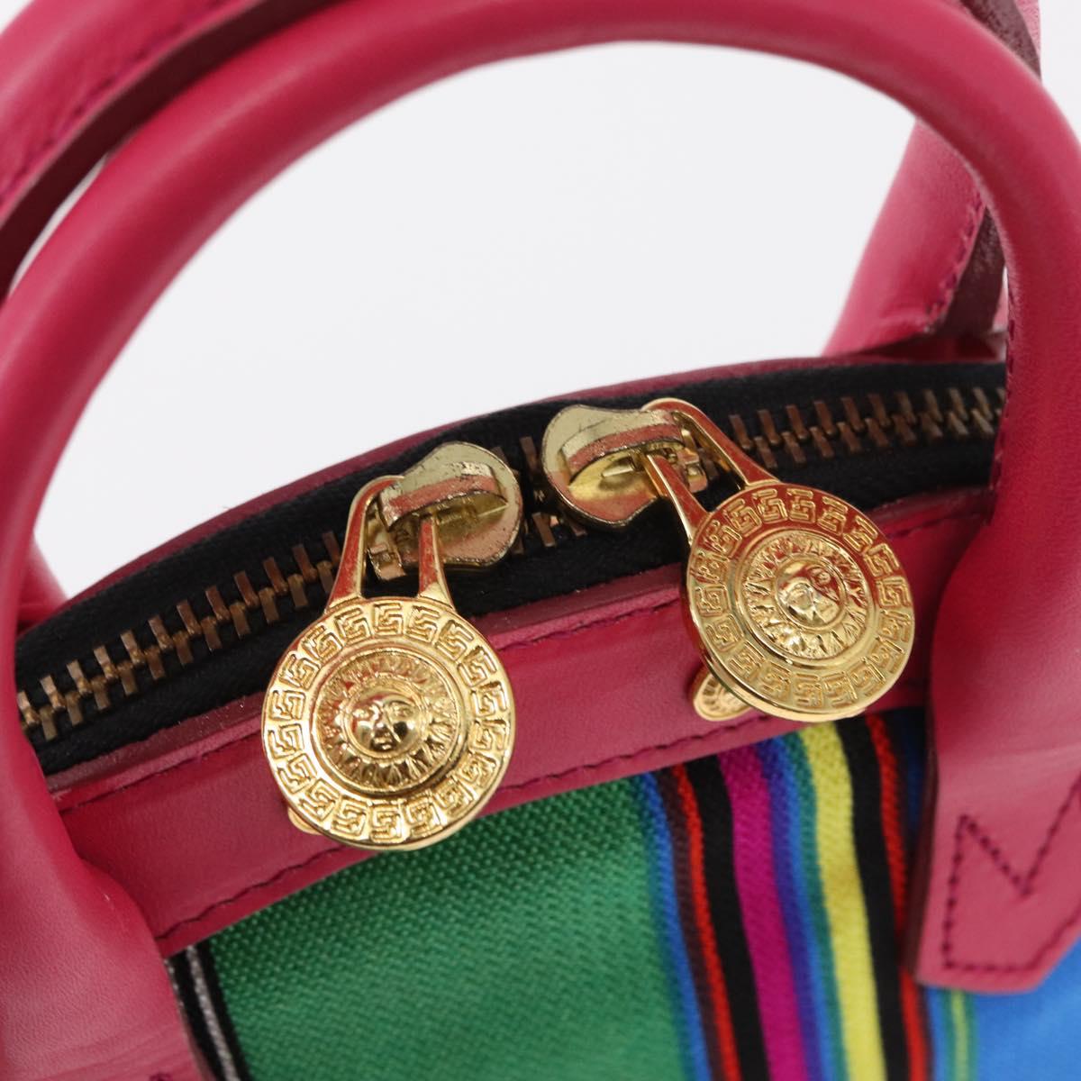 Gianni Versace Hand Bag Leather Pink Gold Auth am9833