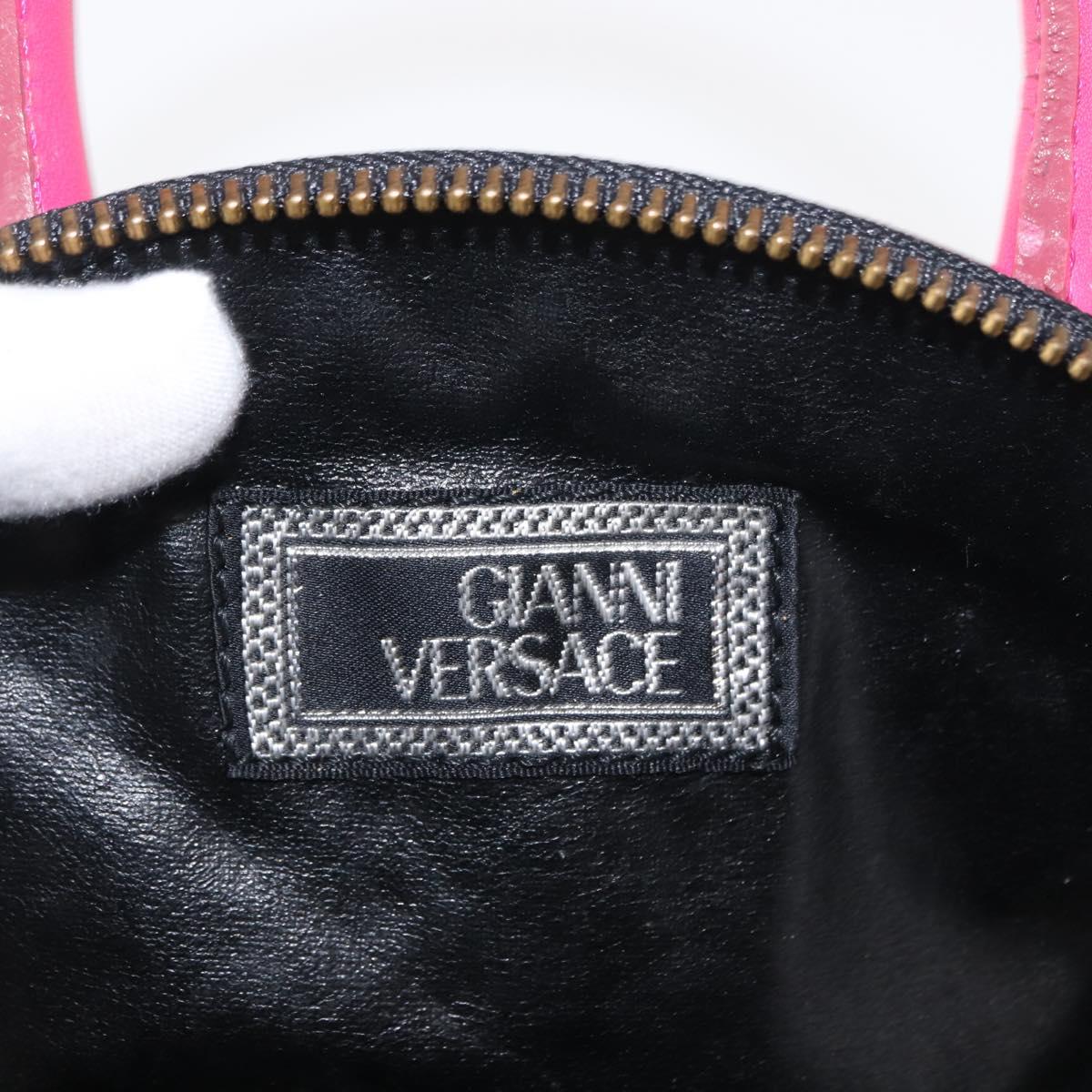 Gianni Versace Hand Bag Leather Pink Gold Auth am9833
