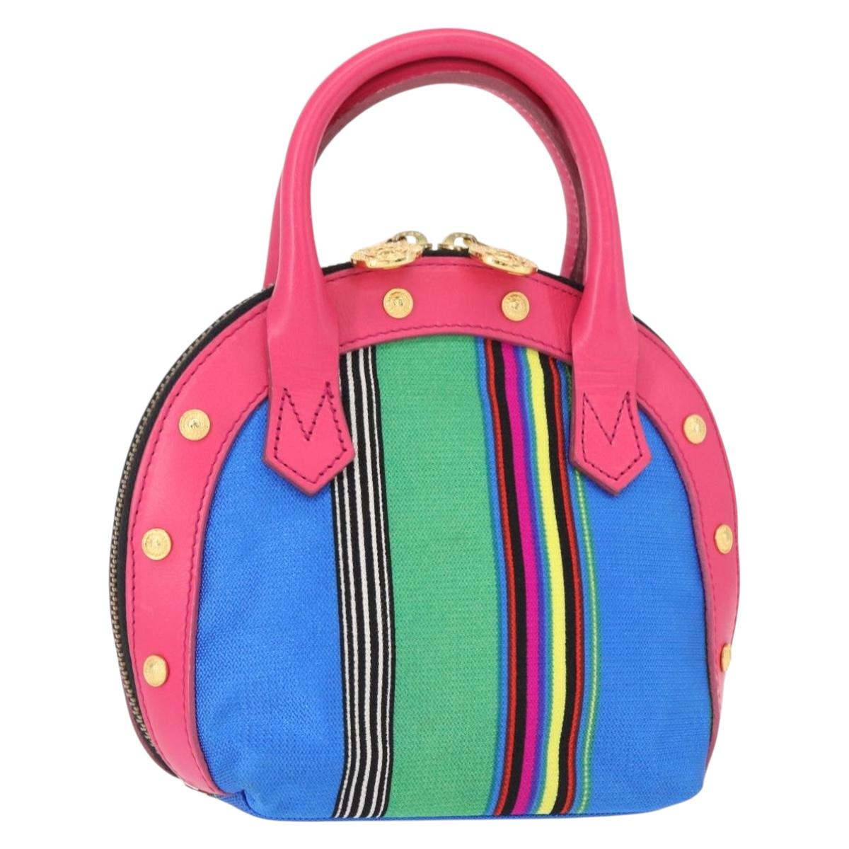 Gianni Versace Hand Bag Leather Pink Gold Auth am9833