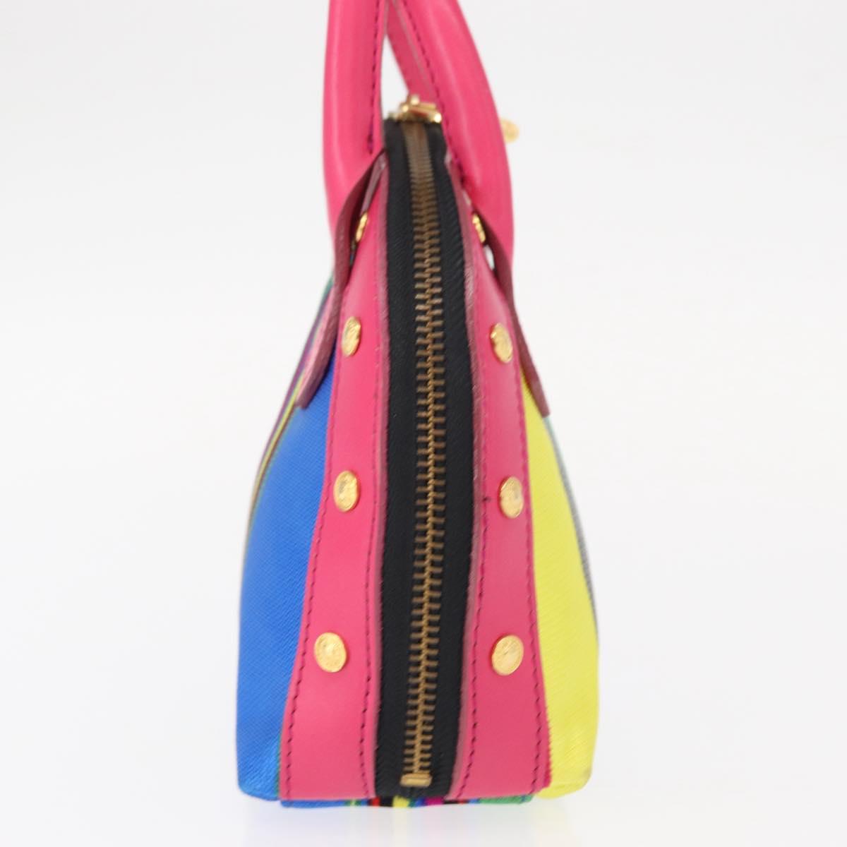 Gianni Versace Hand Bag Leather Pink Gold Auth am9833