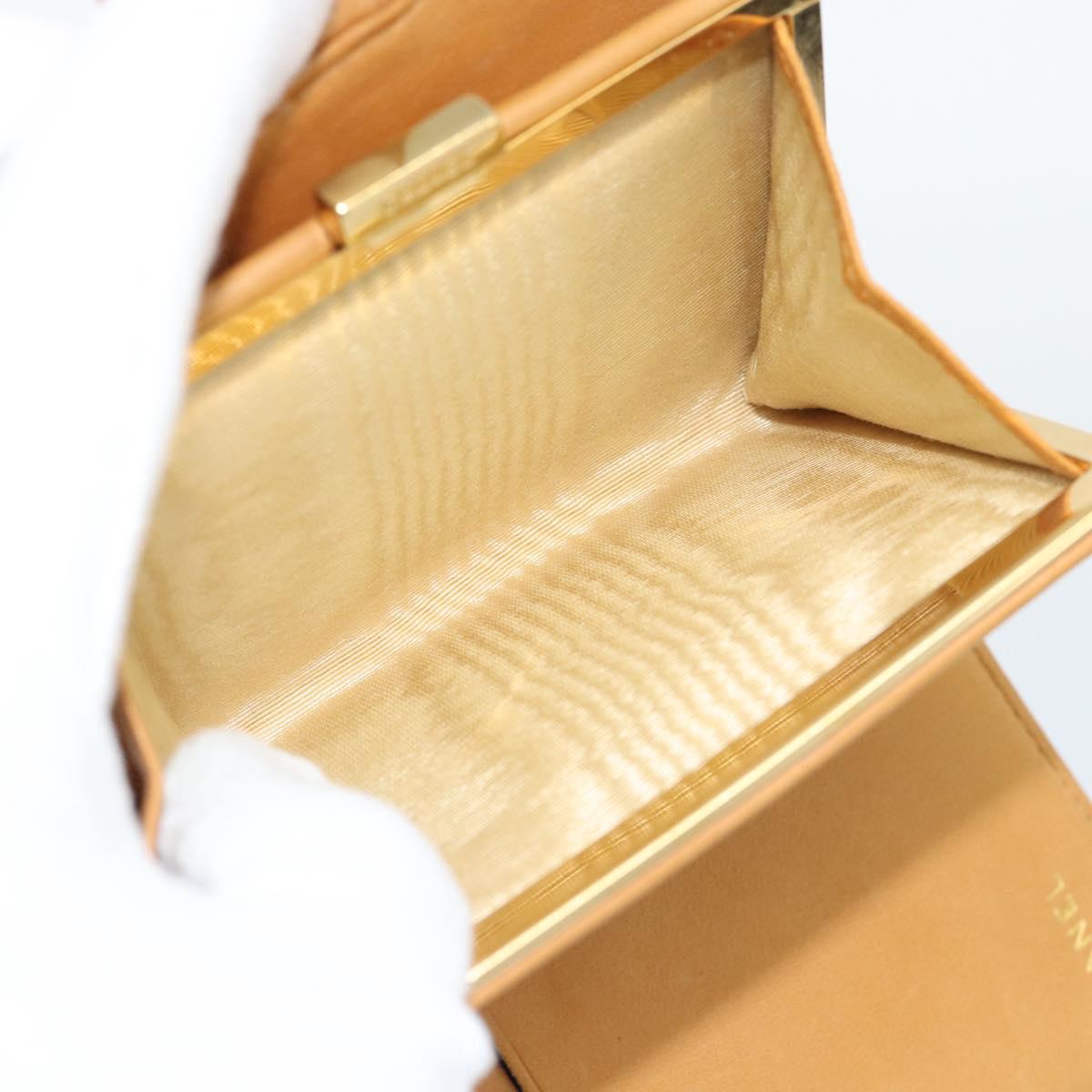 CHANEL Compact Wallet Caviar Skin Brown Gold CC Auth am9835V