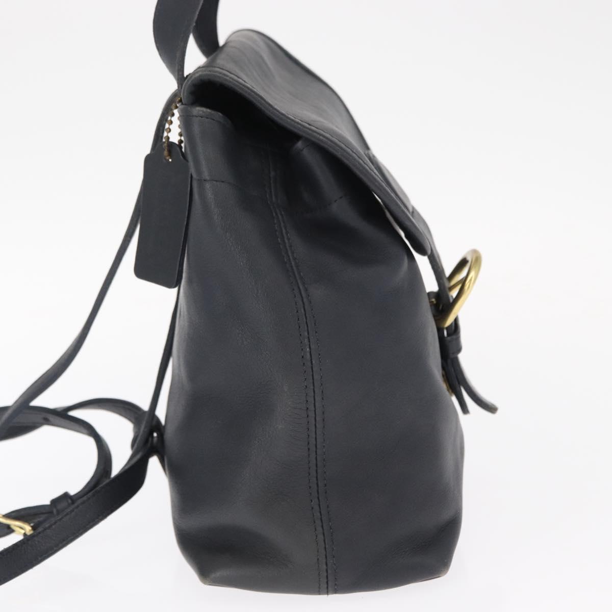 Coach Backpack Leather Navy Gold Auth am9839