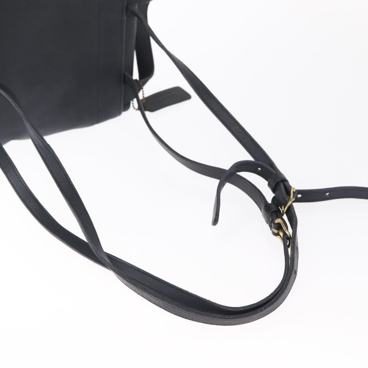 Coach Backpack Leather Navy Gold Auth am9839