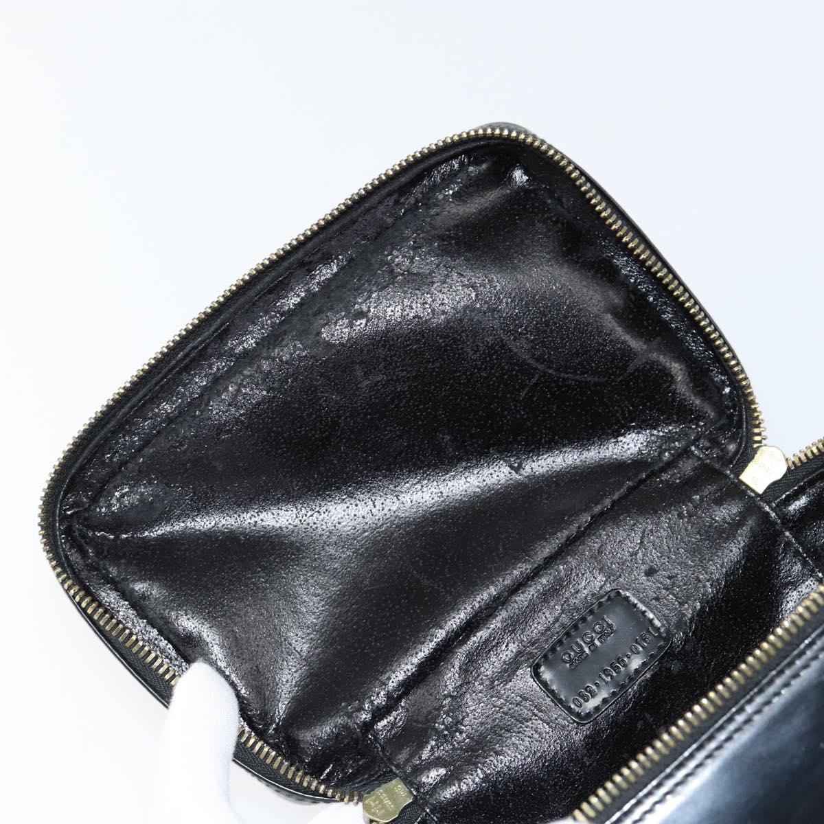 GUCCI Bamboo Vanity Hand Bag Nylon Black Gold 032 1956 0151 Auth am9840