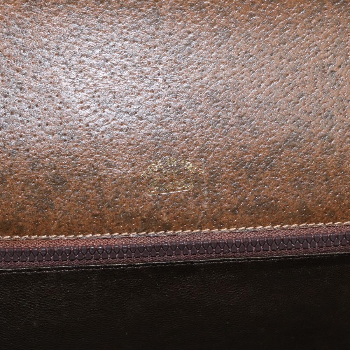 GUCCI Shoulder Bag Leather Brown Gold Auth am9842