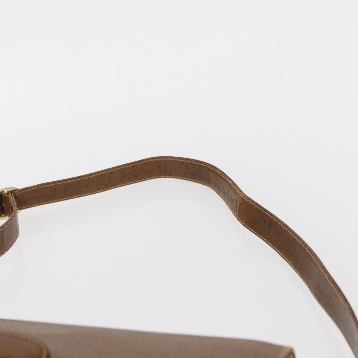 GUCCI Shoulder Bag Leather Brown Gold Auth am9842