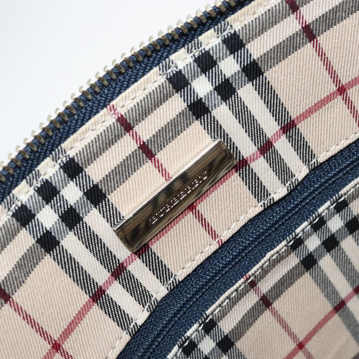 BURBERRY One Shoulder Bag Leather Navy Silver Auth am9843