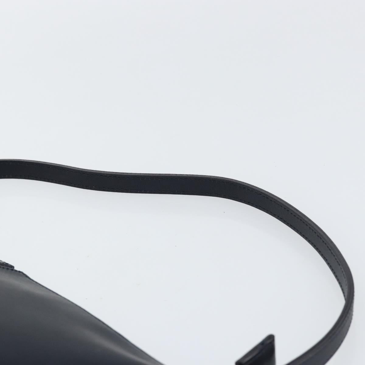 BURBERRY One Shoulder Bag Leather Navy Silver Auth am9843