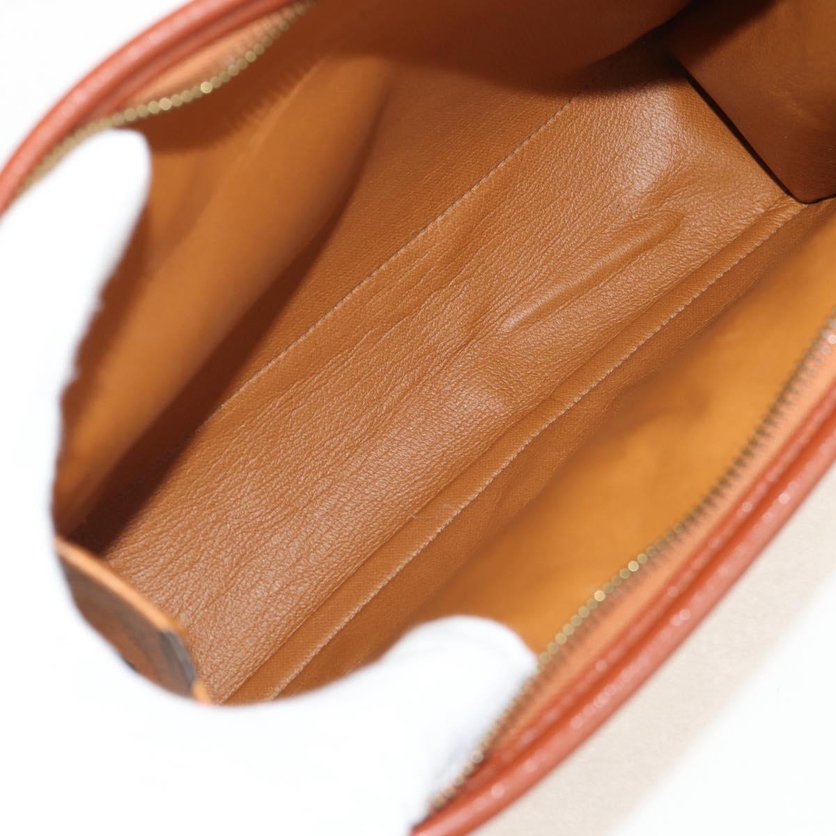 MCM Logogram Vicetos Clutch Bag PVC Leather Brown Gold Auth am9844V