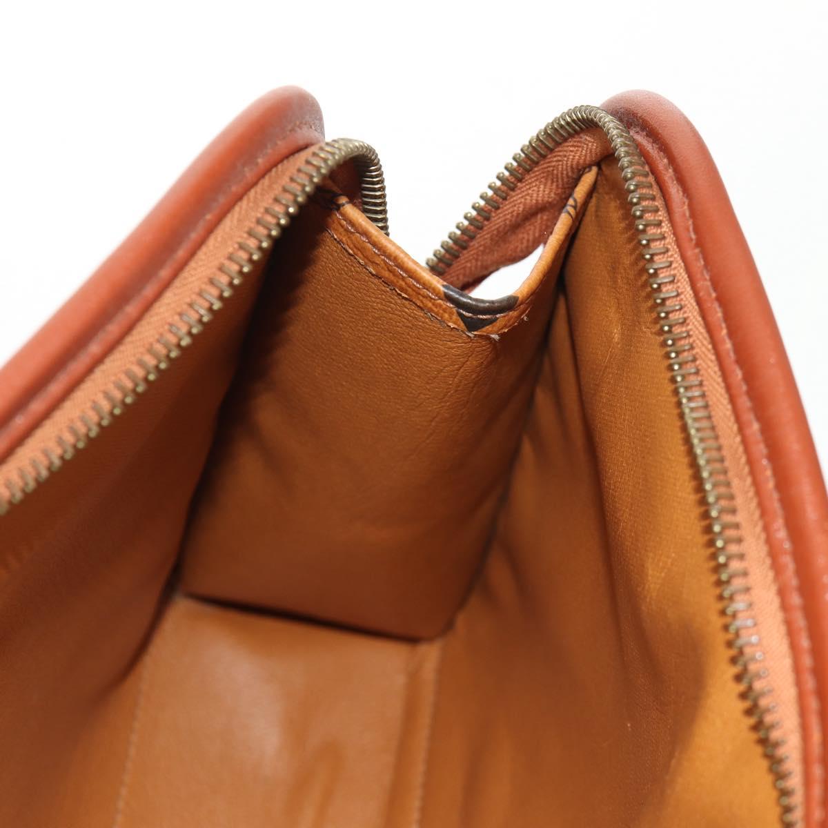 MCM Logogram Vicetos Clutch Bag PVC Leather Brown Gold Auth am9844V