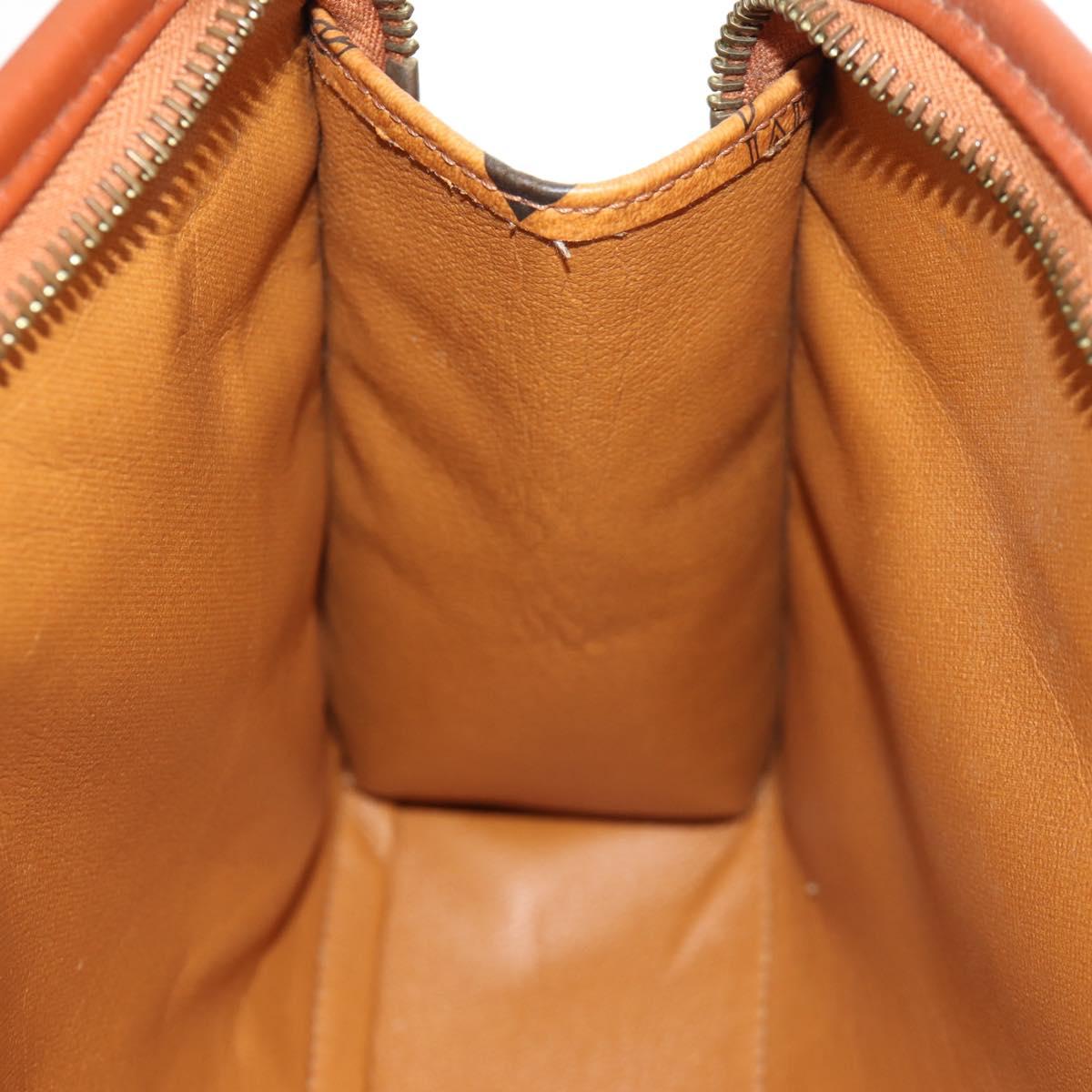 MCM Logogram Vicetos Clutch Bag PVC Leather Brown Gold Auth am9844V