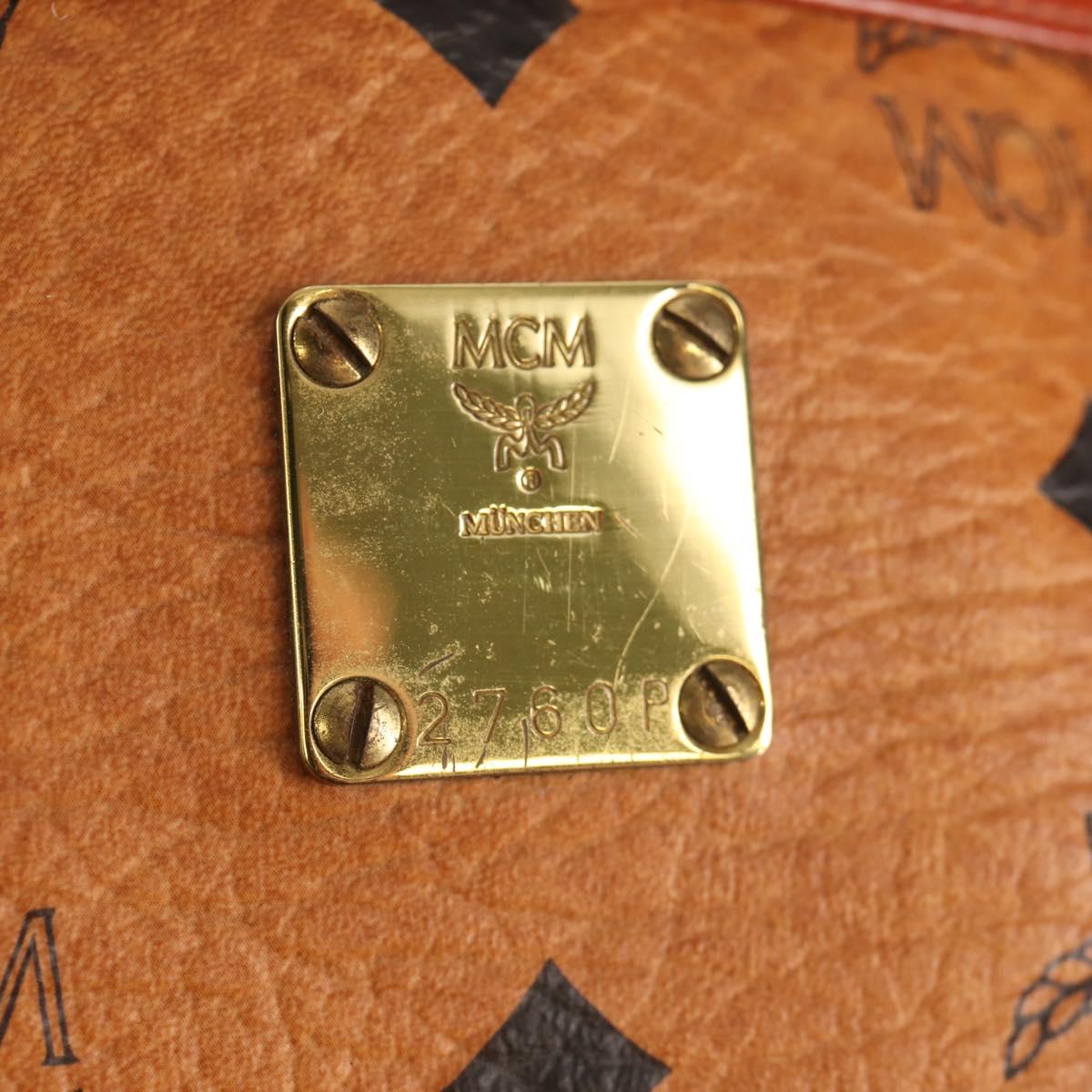 MCM Logogram Vicetos Clutch Bag PVC Leather Brown Gold Auth am9844V