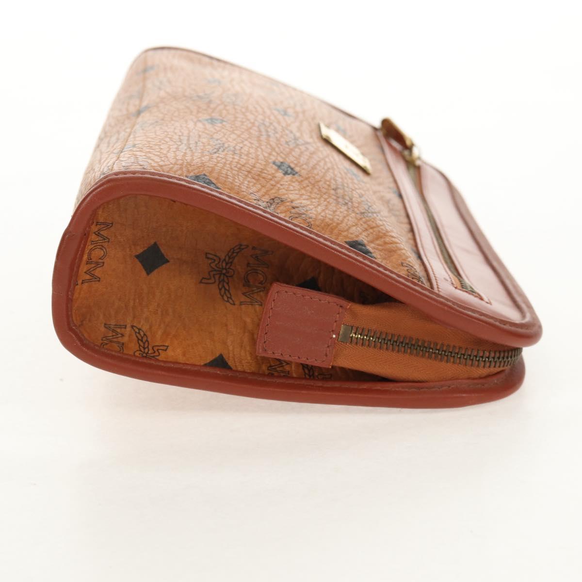 MCM Logogram Vicetos Clutch Bag PVC Leather Brown Gold Auth am9844V