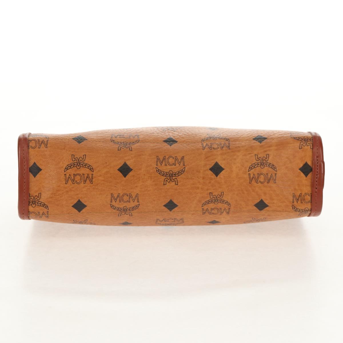 MCM Logogram Vicetos Clutch Bag PVC Leather Brown Gold Auth am9844V